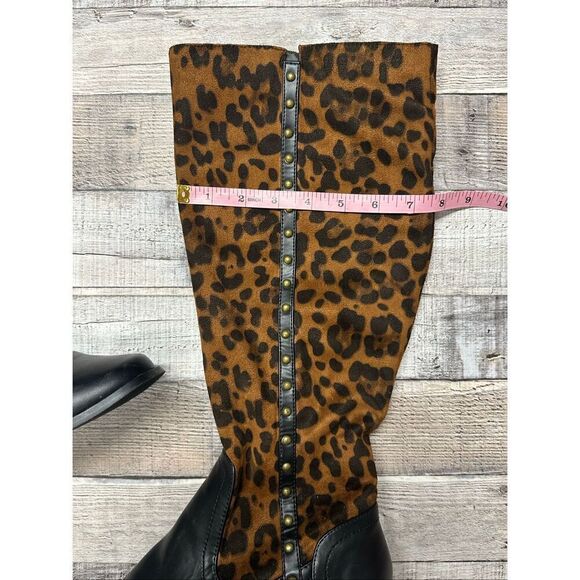 Andiamo Women’s Size 9M Leopard Print & Black Faux Suede Knee High Boots - Picture 4 of 7